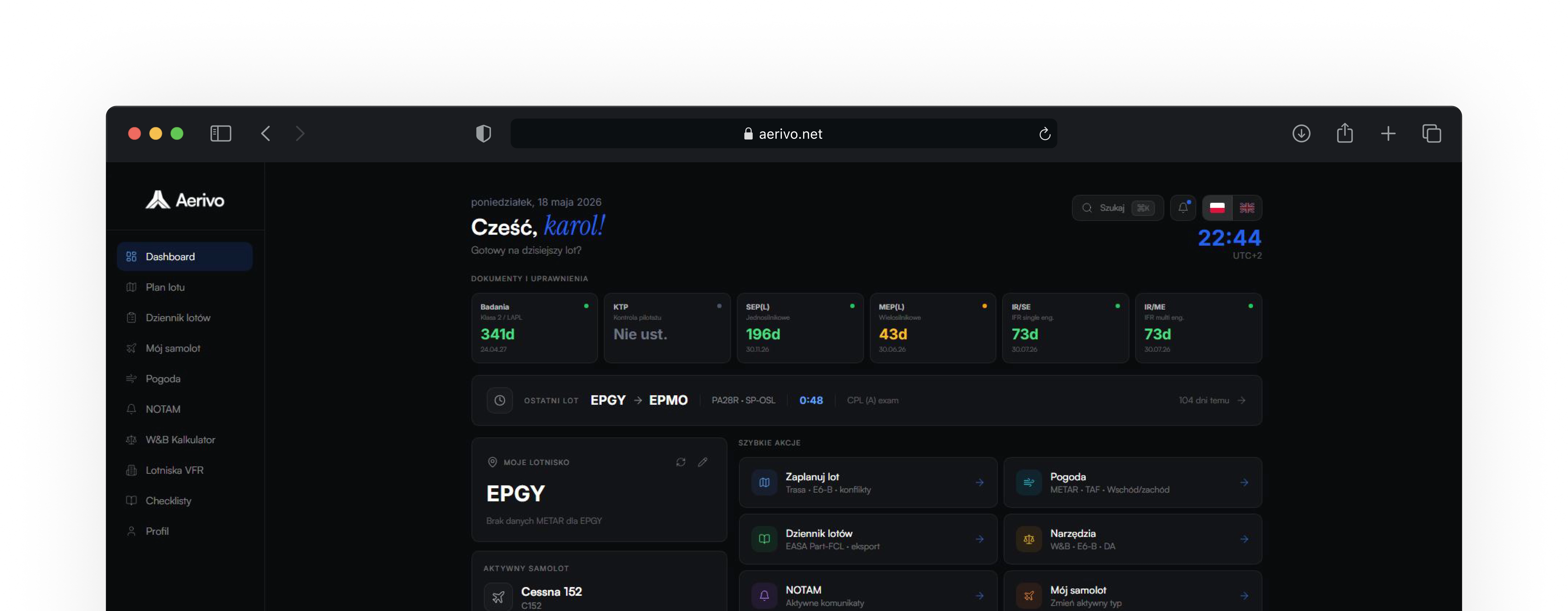 Aerivo dashboard